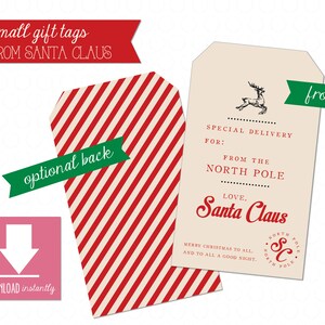 Etiqueta de presente pequena para impressão do Papai Noel - Download instantâneo, etiqueta de entrega do Papai Noel, etiqueta de presente de Natal, etiqueta de presente do Papai Noel