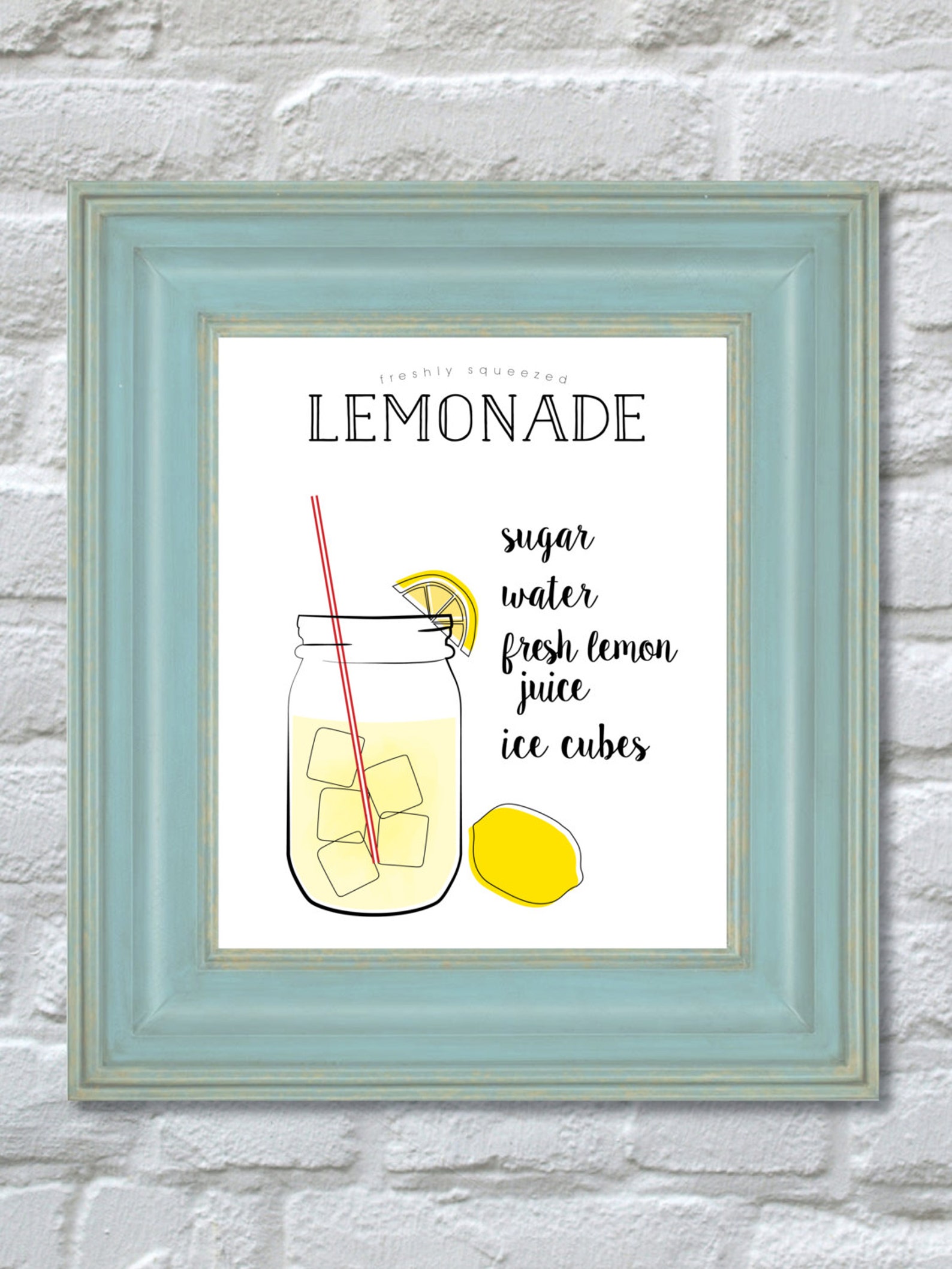 Printable Freshly Squeezed Lemonade Recipe Sign Instant Etsy