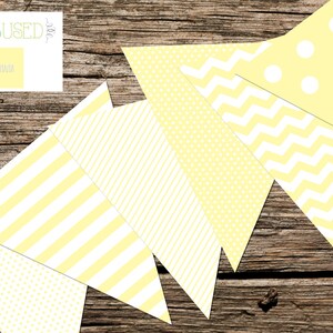 Banner de bandera de banderín surtido imprimible: amarillo plátano, amarillo pastel (descarga digital instantánea)