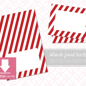 Printable Red Food Table Tent Cards Place cards: Instant Download, Scarlett Red Food Labels, 2 sizes