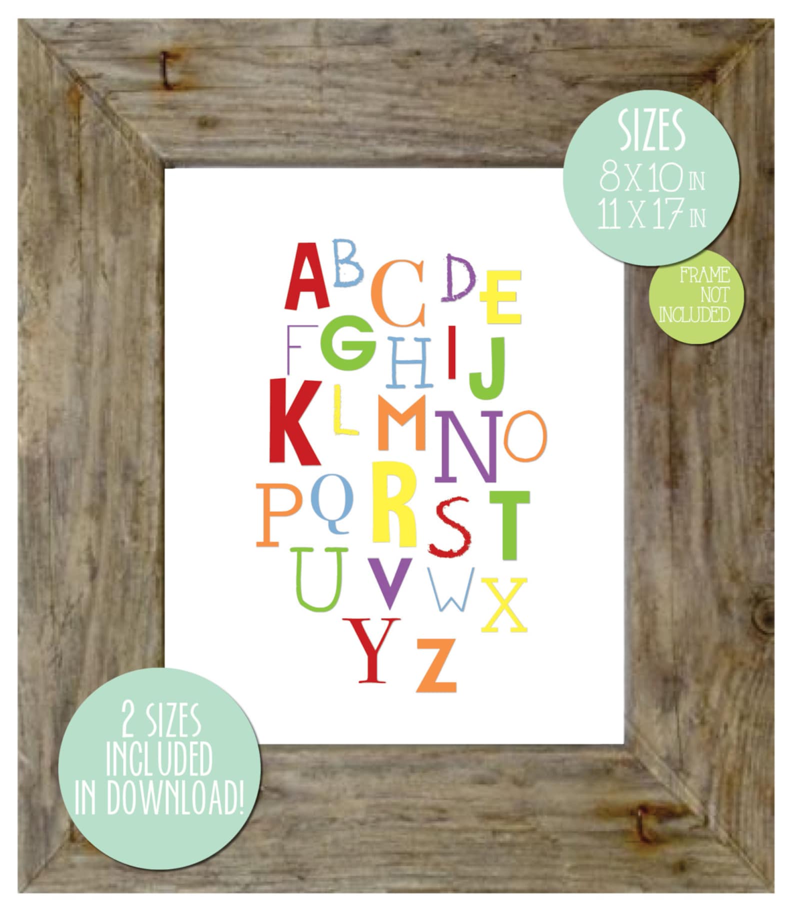 Printable Colorful Alphabet: Instant Download as 11in X 17in AND 8.5in ...
