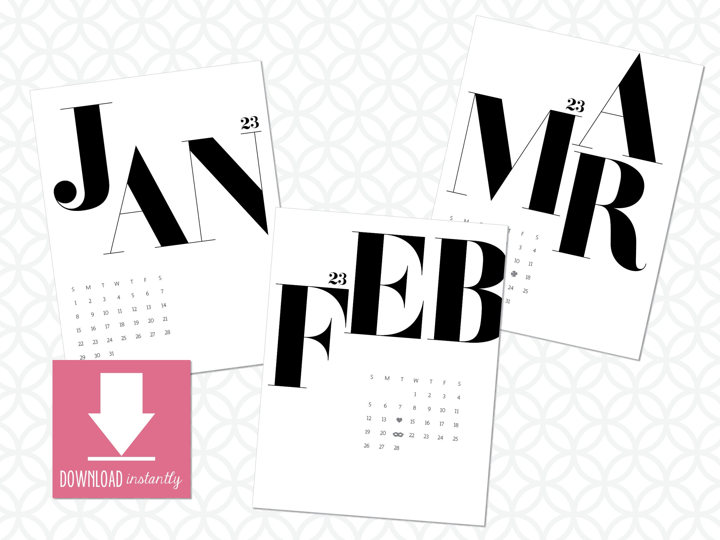 Printable Black and White 2026 Calendar With Holidays: Instant - Etsy Norway