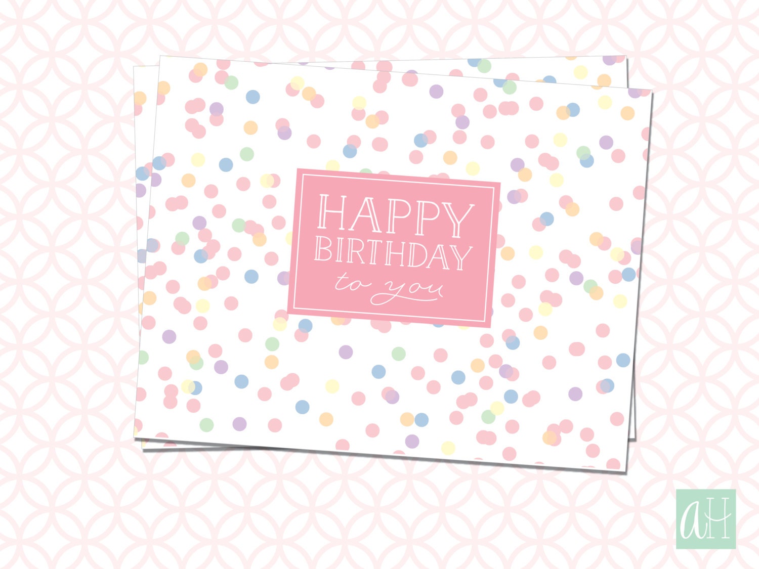 Printable Happy Birthday to You Stationery With Confetti Look: - Etsy
