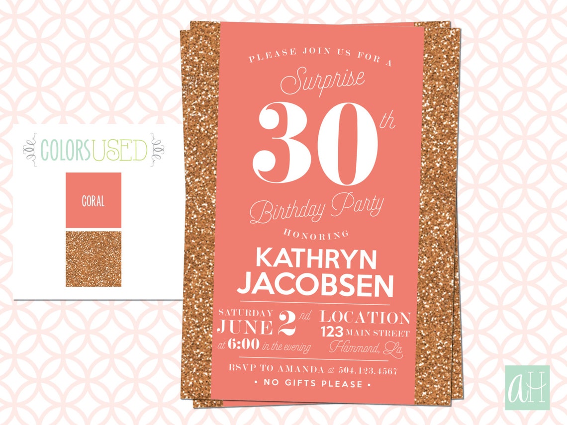 Printable BIRTHDAY Invitation Surprise Birthday Thirtieth - Etsy