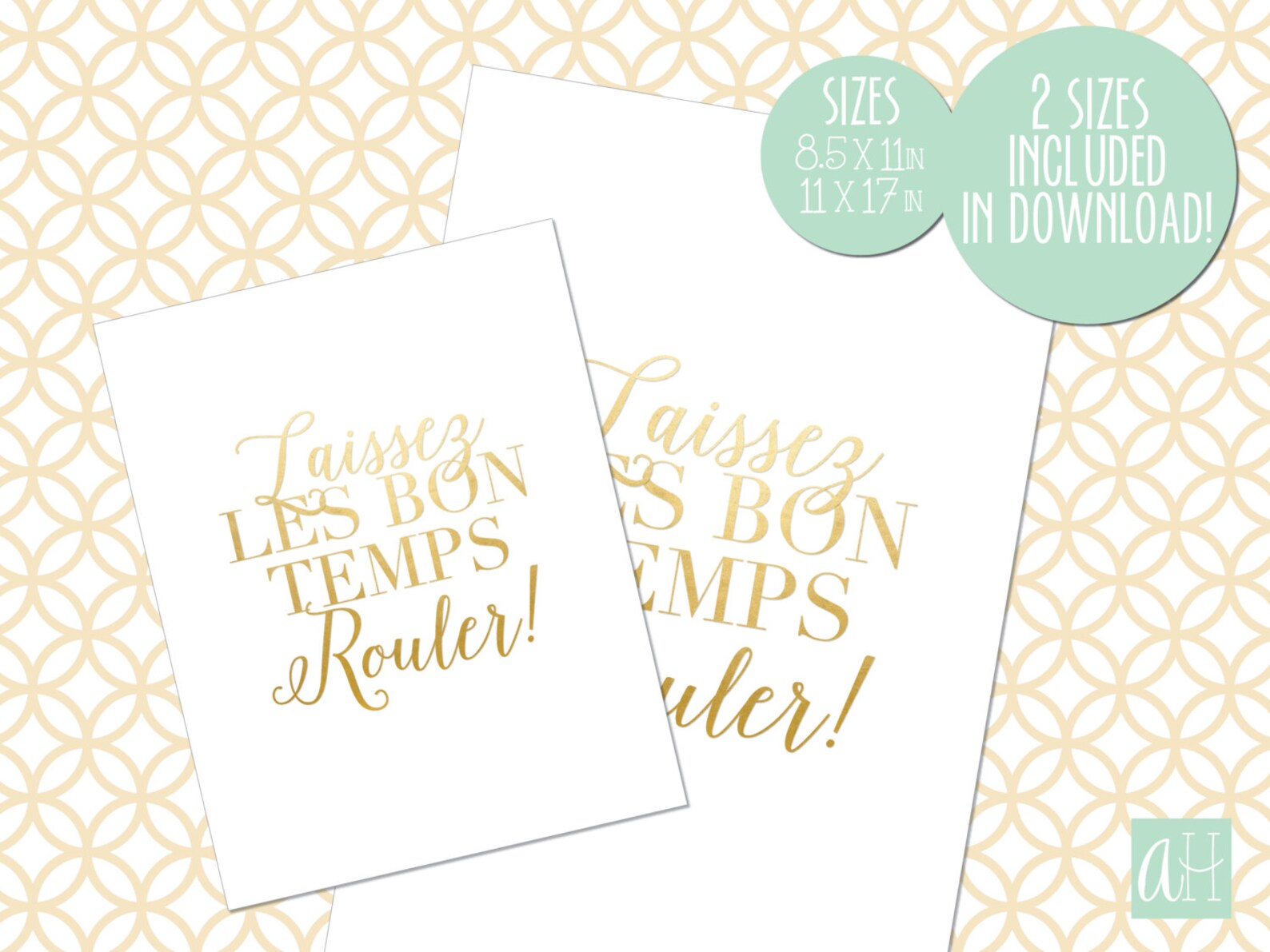 Printable Laissez Les Bon Temps Rouler Sign (white With Gold Foil Look ...