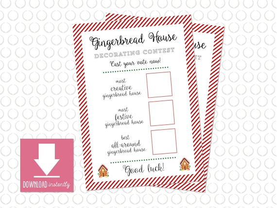 Gingerbread House Decorating Contest Voting Ballot for | Etsy