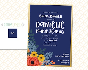 Printable Colorful Floral Bridal Brunch Invitation, Bridal Shower Invitation, Bridal Luncheon Invite with Flowers, Bridal Invite