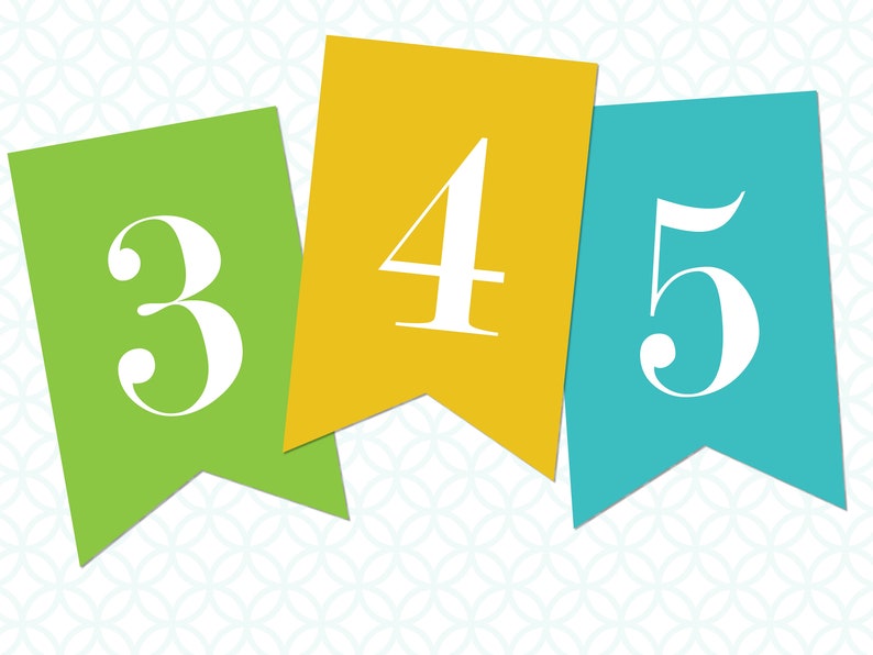 printable pennant banner that includes numbers 0 through 9