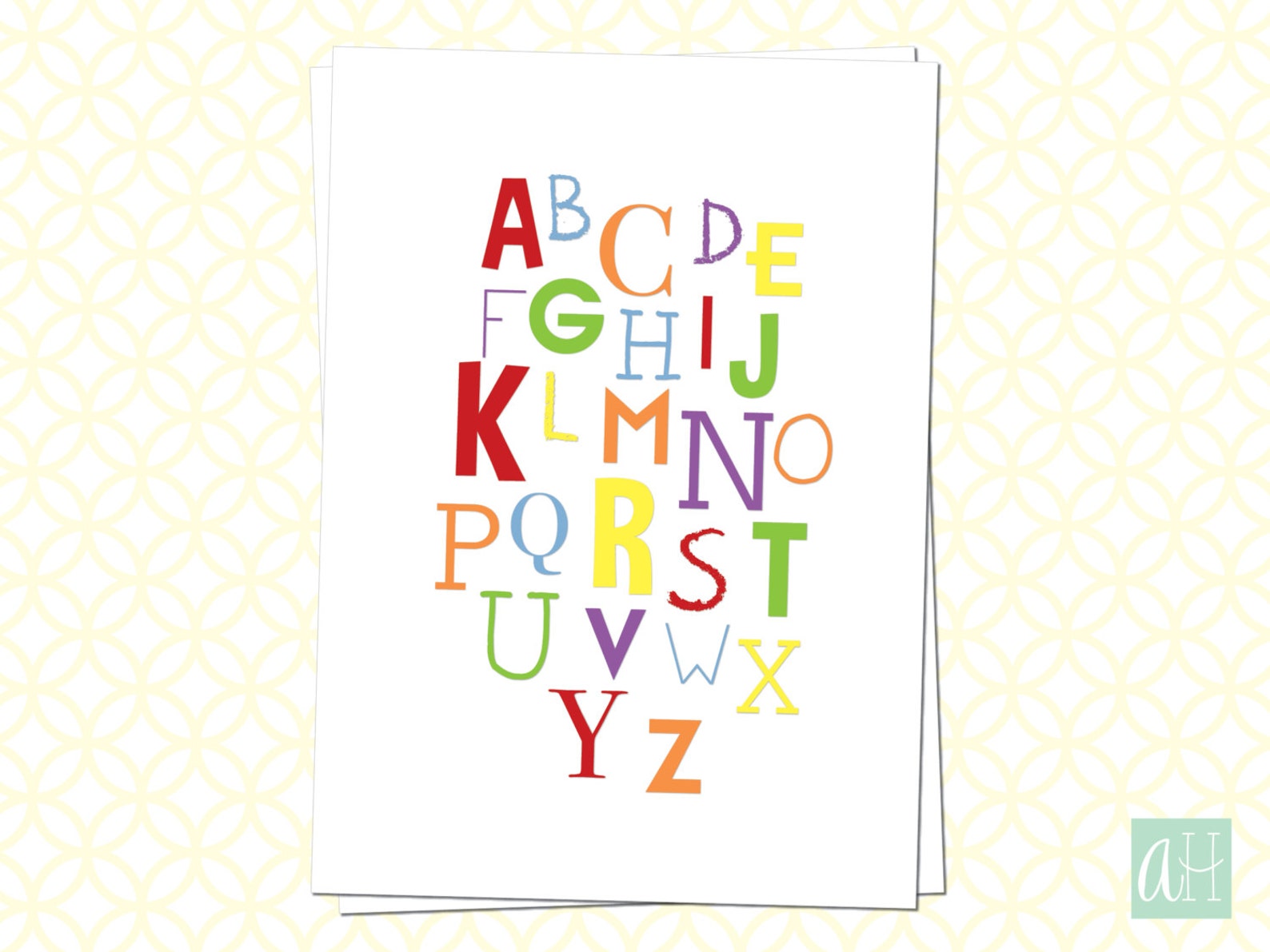 Printable Colorful Alphabet: Instant Download as 11in X 17in - Etsy