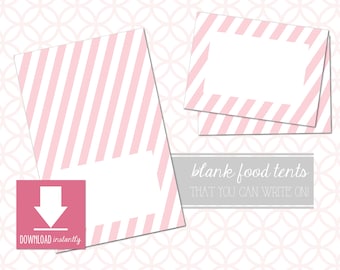 Printable Blush Pink Food Table Tent Cards Place cards: Instant Download, 2 sizes