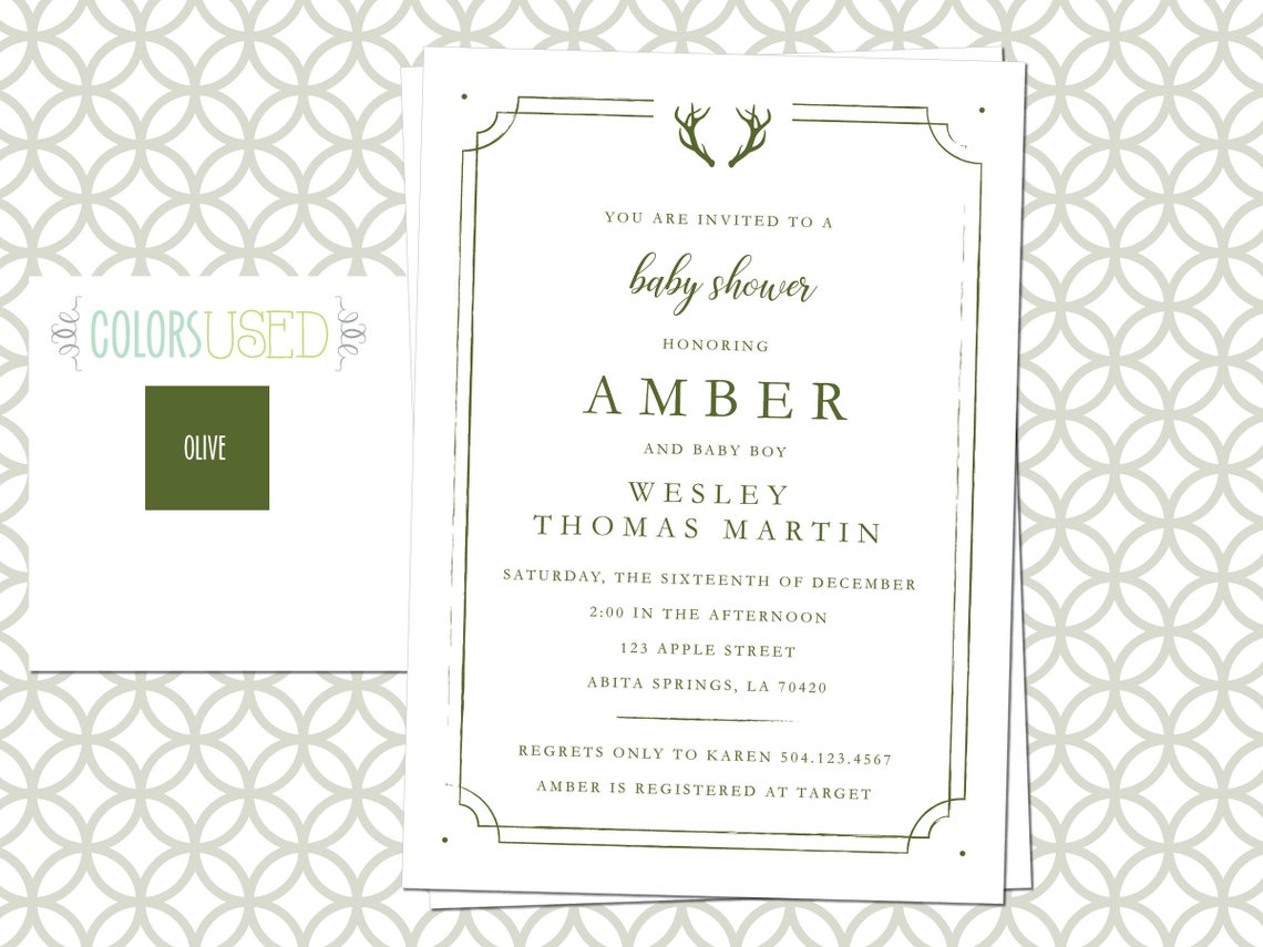 Printable Rustic BABY SHOWER Invitation Customize Animal or Etsy