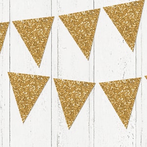 Printable Mini GOLD GLITTER Pennant Flag Banner: Instant Download
