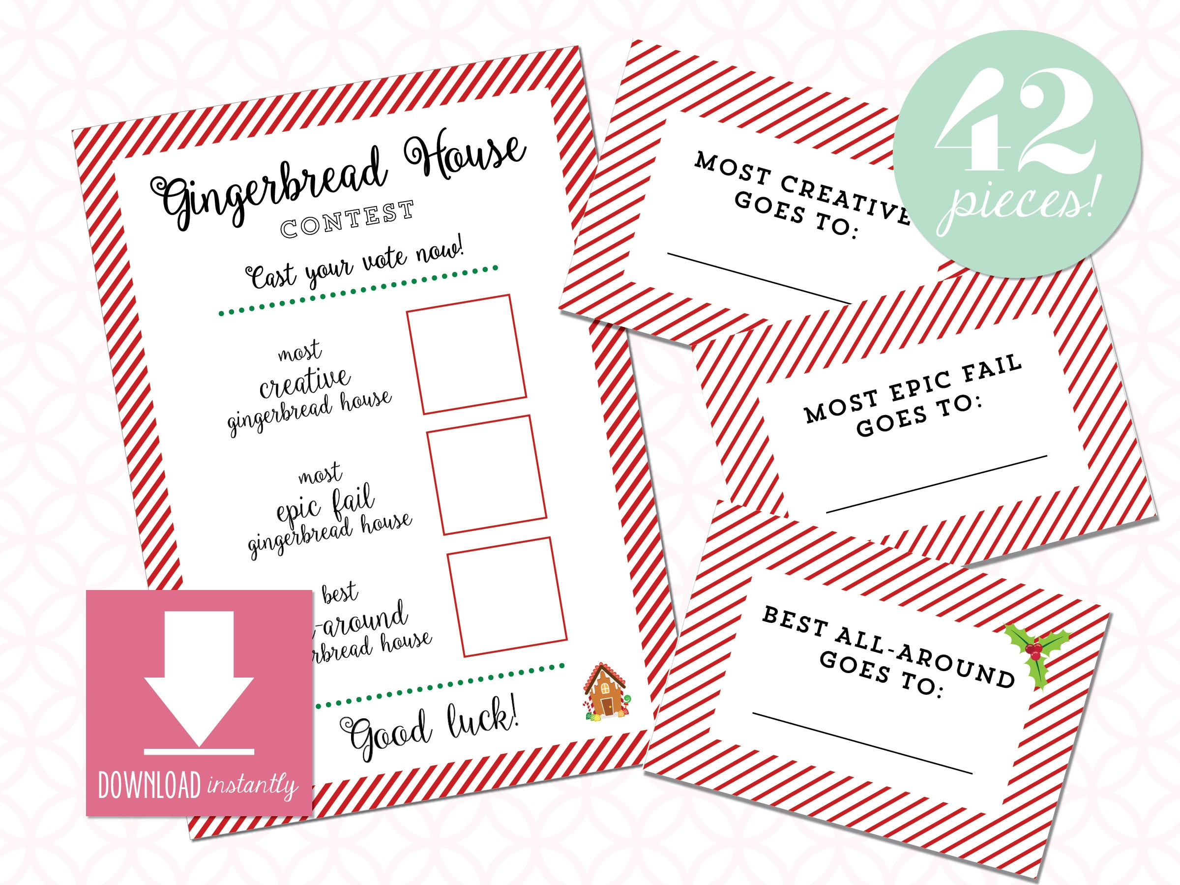Printable Gingerbread House Decorating Contest Voting Ballot and Kit ...