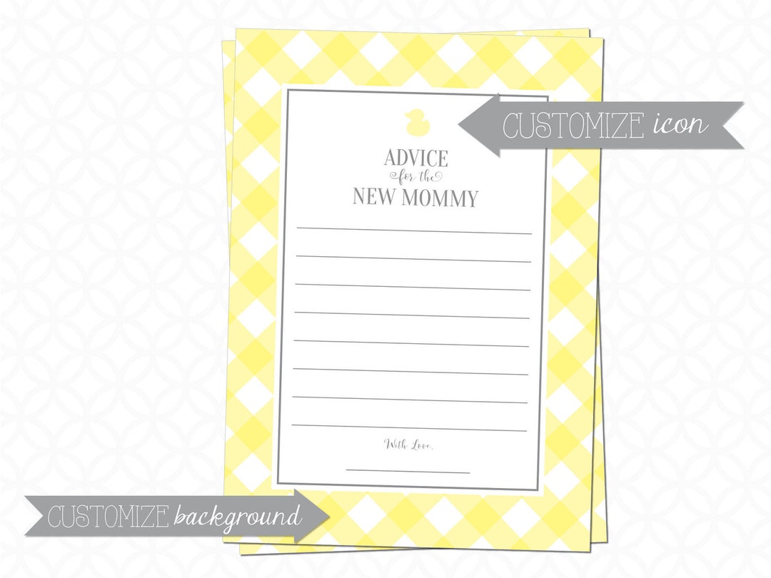Custom Printable Advice for the New Mommy, Custom Pattern, Color, Image ...