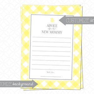 Consejos imprimibles personalizados para la nueva mamá, patrón personalizado, color, imagen: bebé, niña, tarjeta de asesoramiento de género neutro, juego de baby shower
