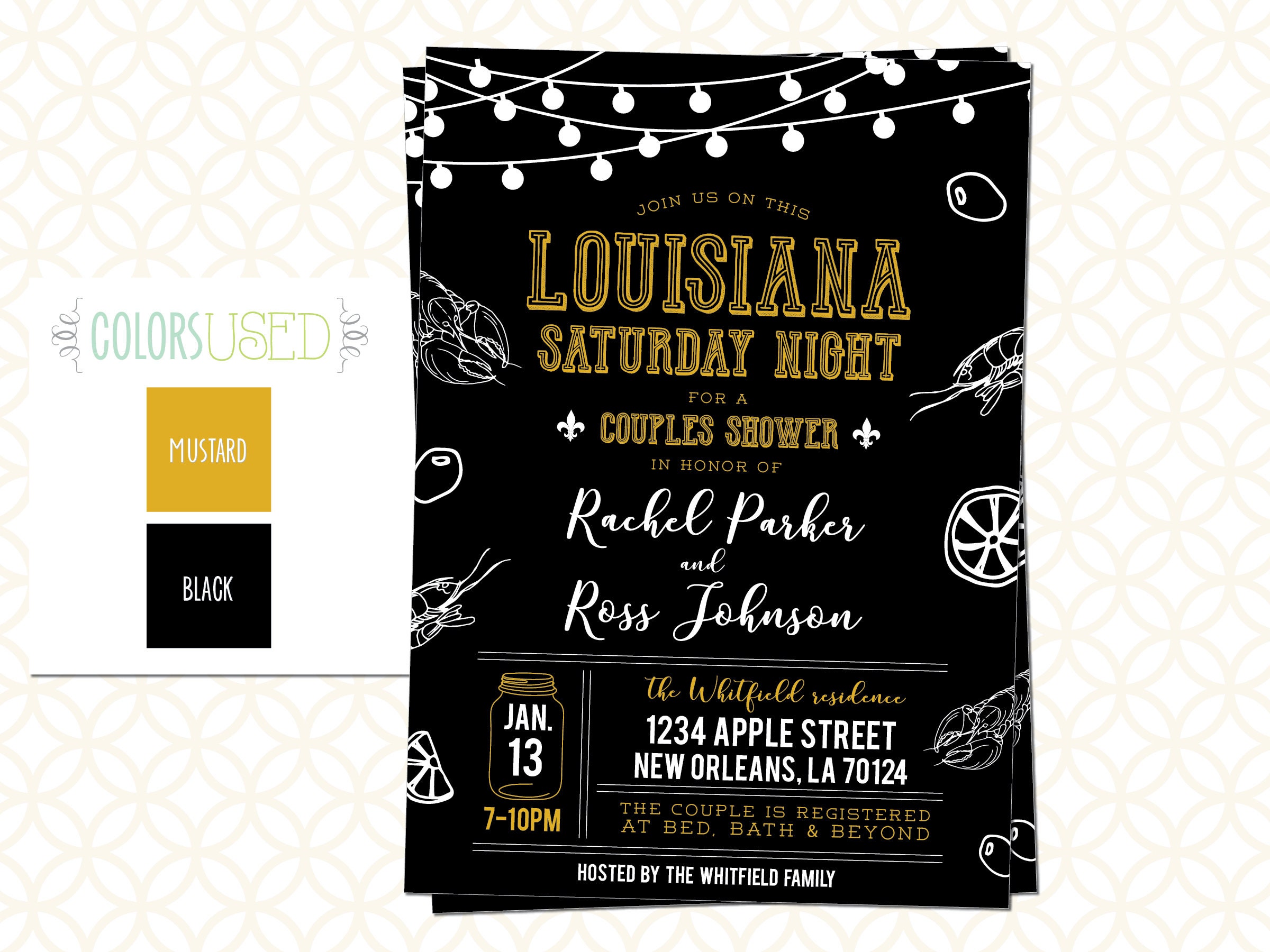 Printable LOUISIANA SATURDAY Night Couples Shower Party picture image
