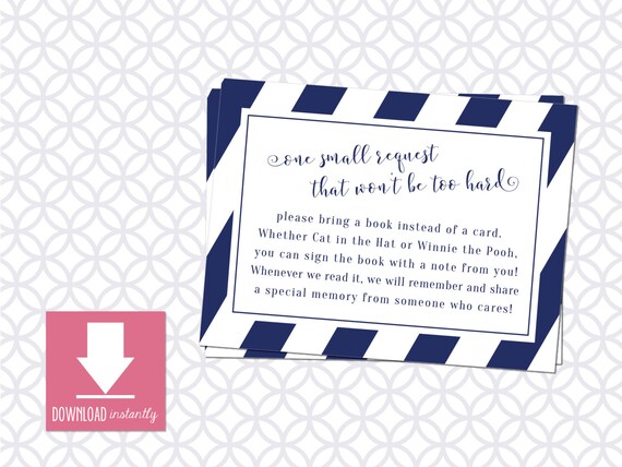 Printable Bring a Book Instead of a Card Insert | Etsy