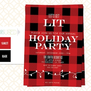 Printable Let's Get Lit CHRISTMAS PARTY Invitation - Etsy