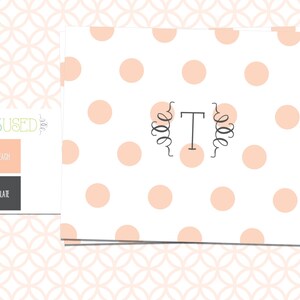Druckbare flach oder gefaltet Polka Dot Briefpapier: personalisiert mit Ihrem Monogramm; Größe beträgt 4,25 in X 5,5 Zoll