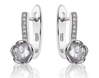 Silver chip earrings 9251000 Rhodi\u00e9 Zirconium Oxyde