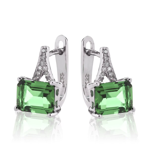 Smaragd geschnitten Chrysolith Ohrringe in 925 Sterling Silber mit Zirkonia