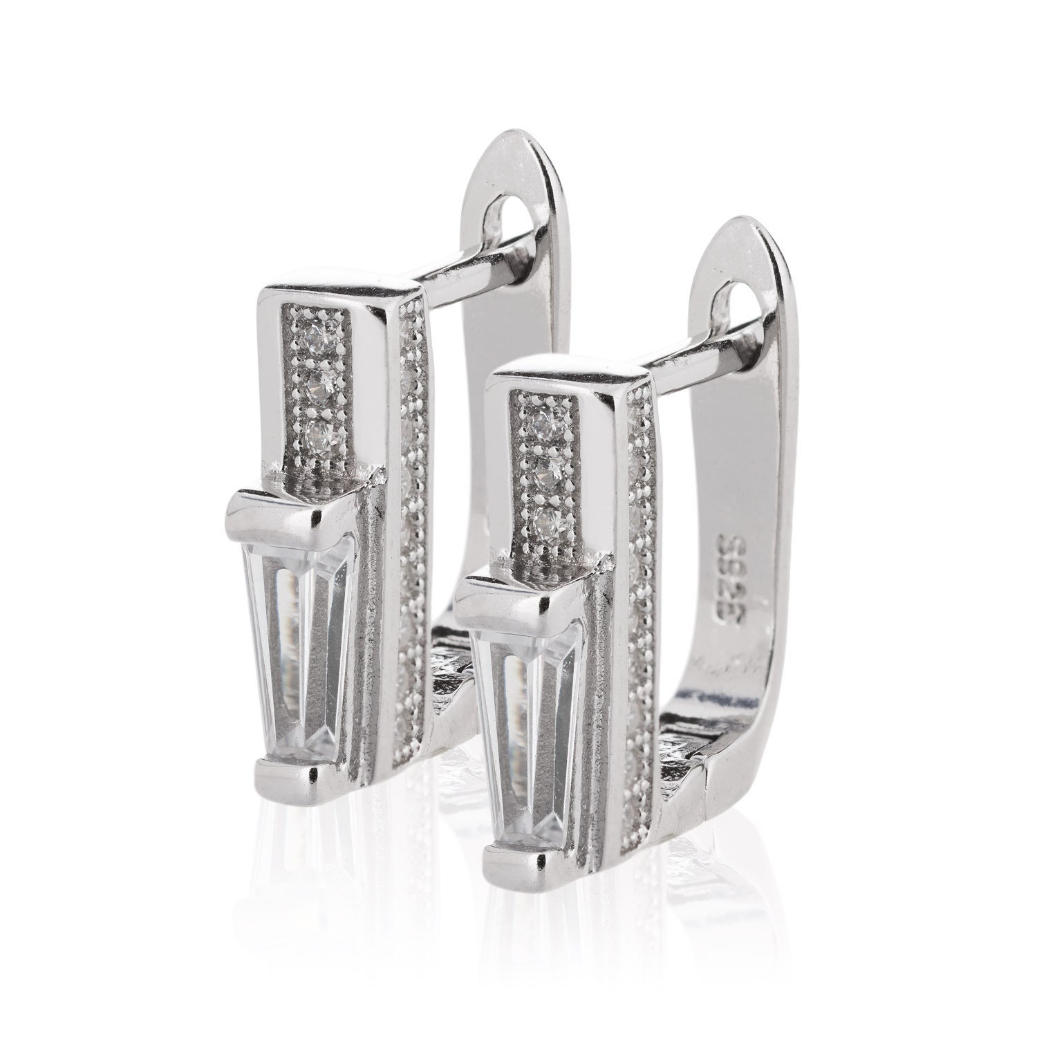 Tapered Cut Earrings in 925 Sterling Silver with Cubic Etsy