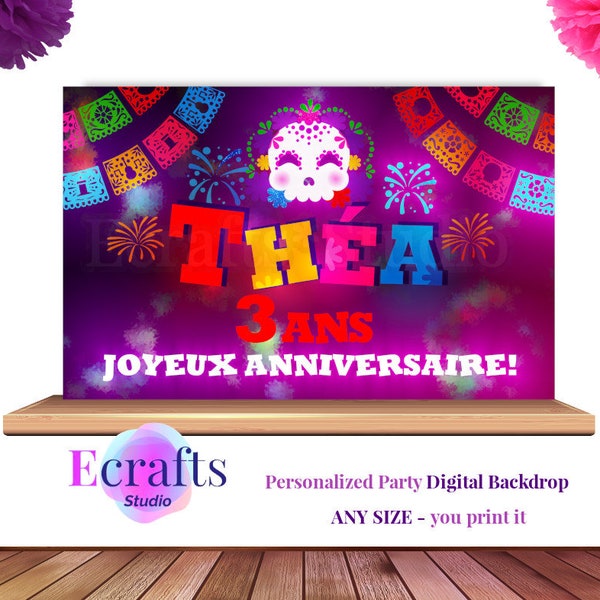 Coco inspired digital poster - Mexican birthday Backdrop Printable - Coco inspired party - Birthday - Digital Download - Custom backdrop