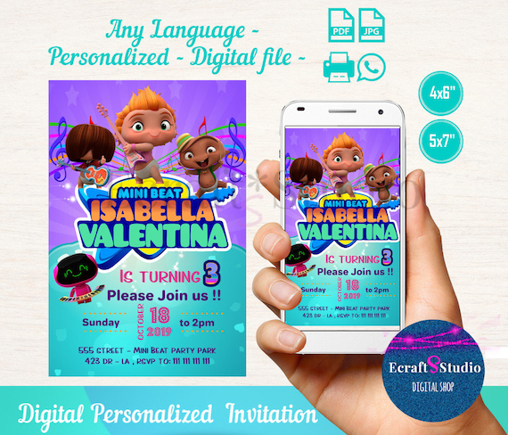 Baby Rockstar Birthday Invitation - Little Baby RockStar invitation - Music Birthday personalized invitation - Printable Il_570xn