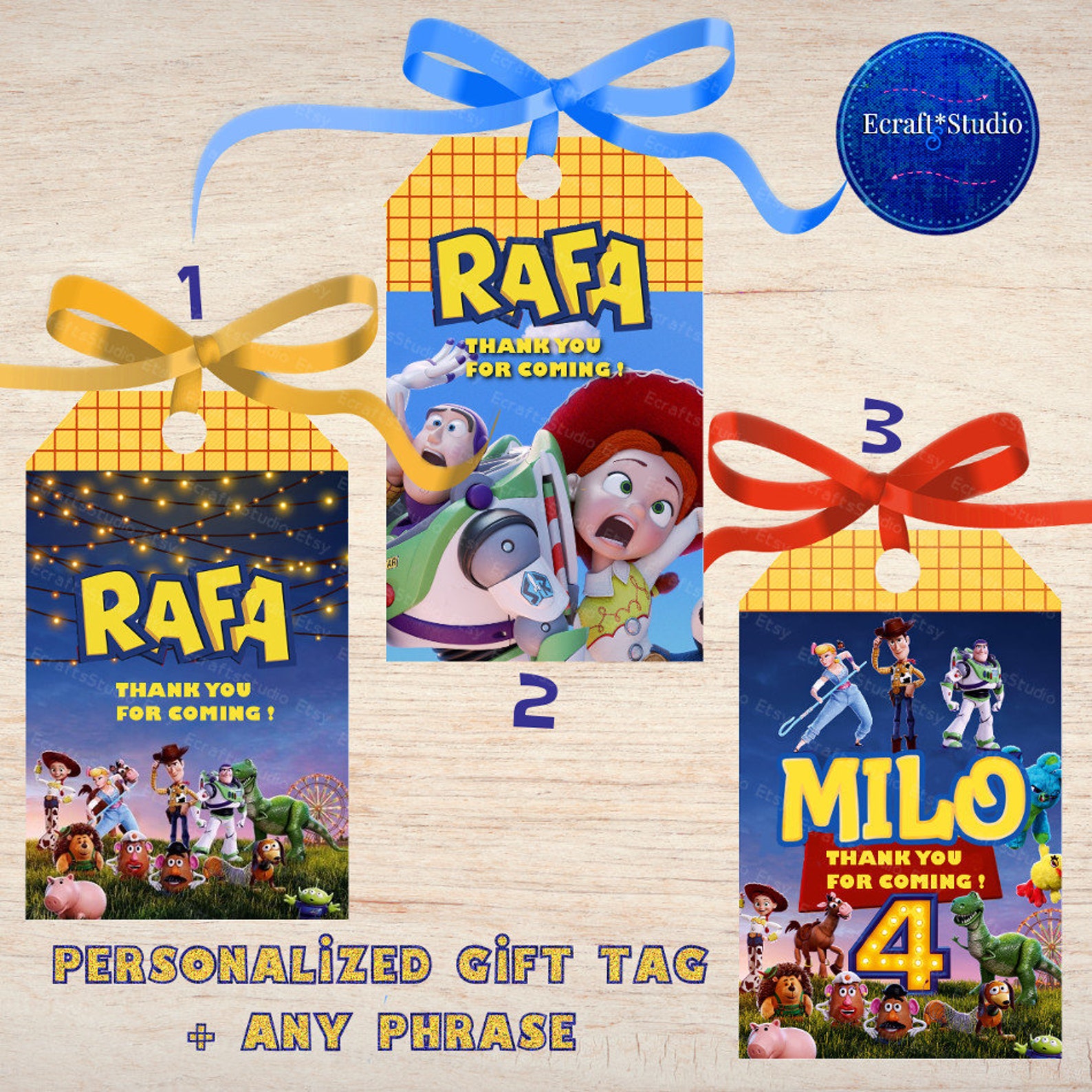 Toy Story 4 Thank You Tags, Toy Story Birthday Party, Toy Story 4 Gift