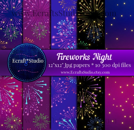 Fireworks Digital Paper - Firecrackers Scrapbook Papers - Celebration backgrounds - New Years Eve digital paper - Day of the dead Il_570xn