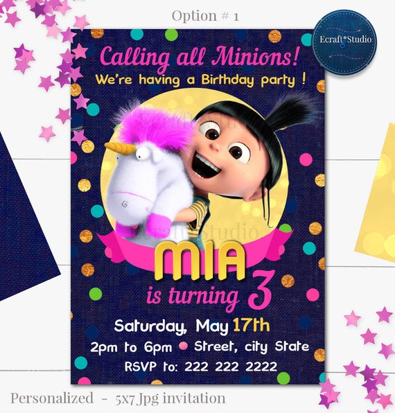 despicable me 1st birthday invitations