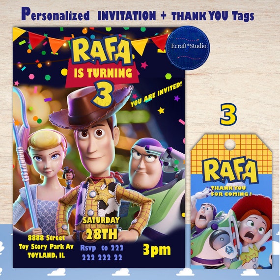 Toy Story 4 Invitation, Toy Story Birthday Party, Toy Movie Invite, Woody Invitations, Buzz Printable, Forky Digital Card, bo beep invite Il_570xn