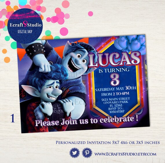 Onward invitation - onward digital invitation - onward birthday invitation - Unicorn Invitation - Lightfoot custom invitation - Printable Il_570xn