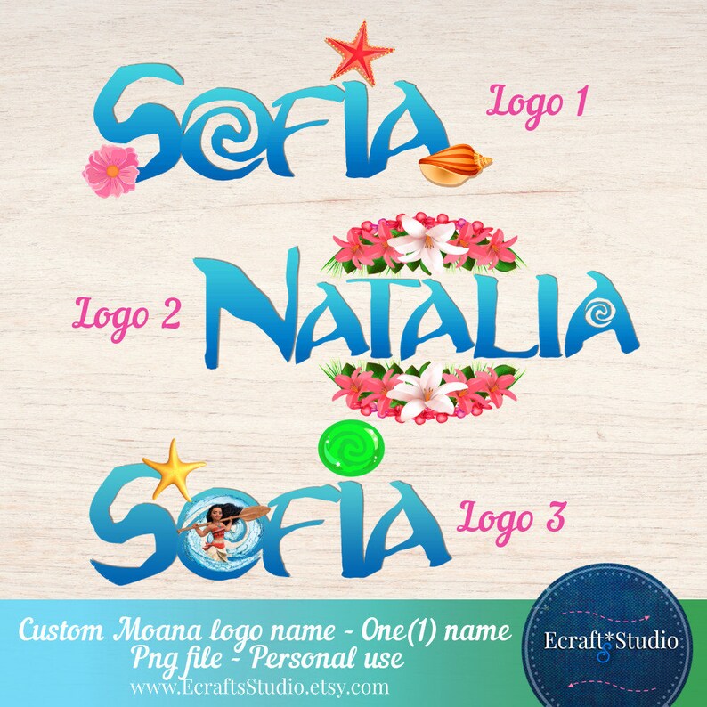 Personalized Moana Logo Name, Custom Moana Logo Name, Moana Inspired