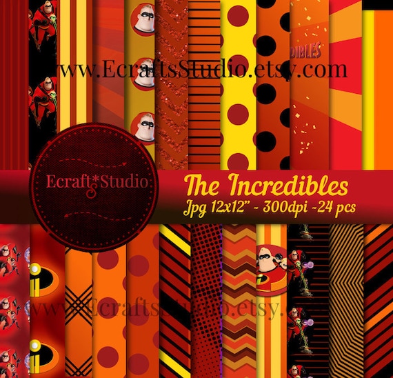 The Incredibles digital Paper - SuperHero digital paper - the incredibles digital download - Incredibles party supply - instant download Il_570xn