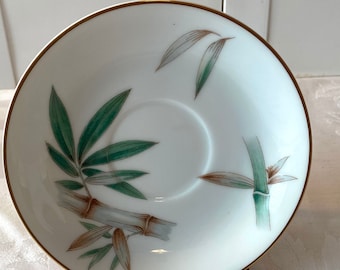 Vintage Noritake Bamboo Saucer ~ #5565 ~ Green Brown  and White  ~ 1950’s 1960’s ~ Small Saucer