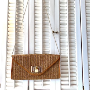 Pastel Woven Straw Envelope Crossbody Bag