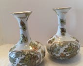 Gold Imari Vase Set of Two Japan Hand painted Japanese Porcelain Vintage