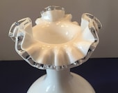 Fenton Vase Silvercrest Ruffle Edge Milk Glass Vintage