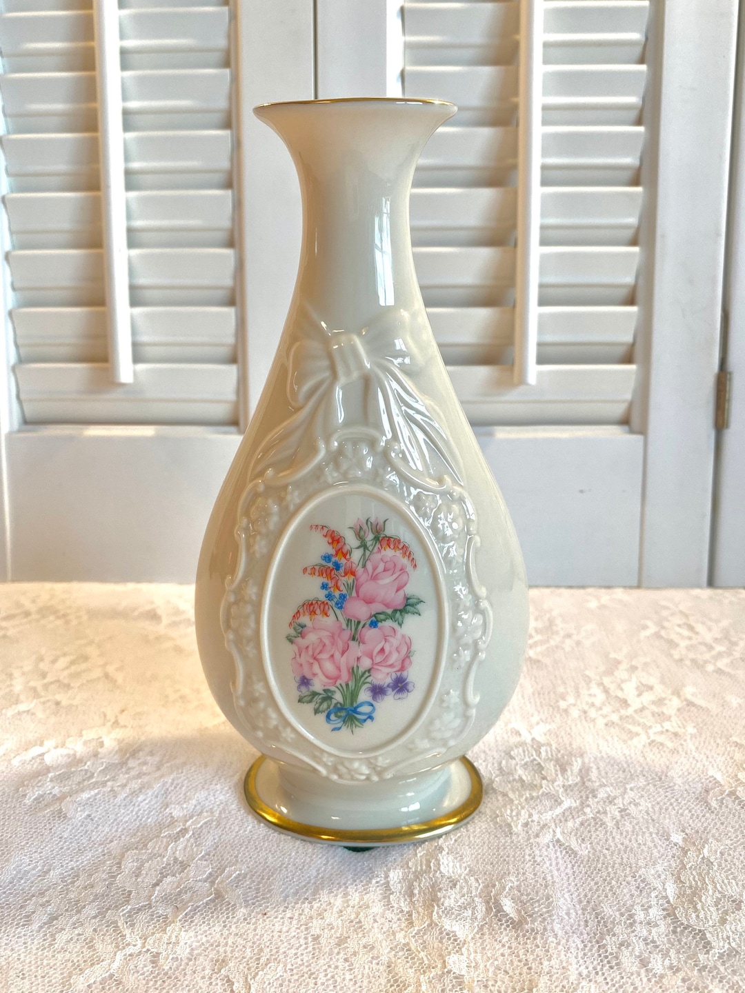 Vintage 1990's Lenox Collectible Vase ~ the Flowers of Love Vase