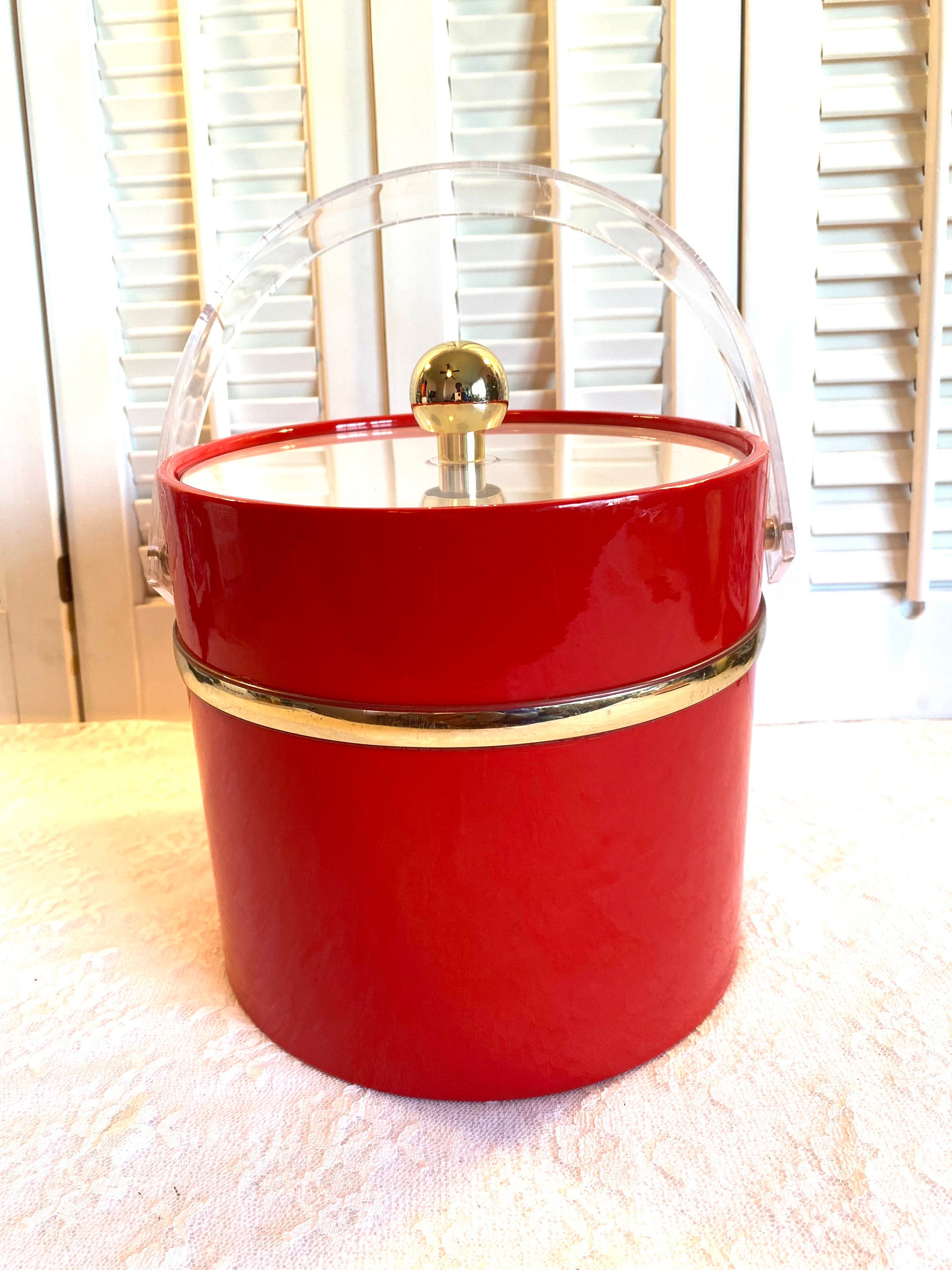 vintage red ice bucket