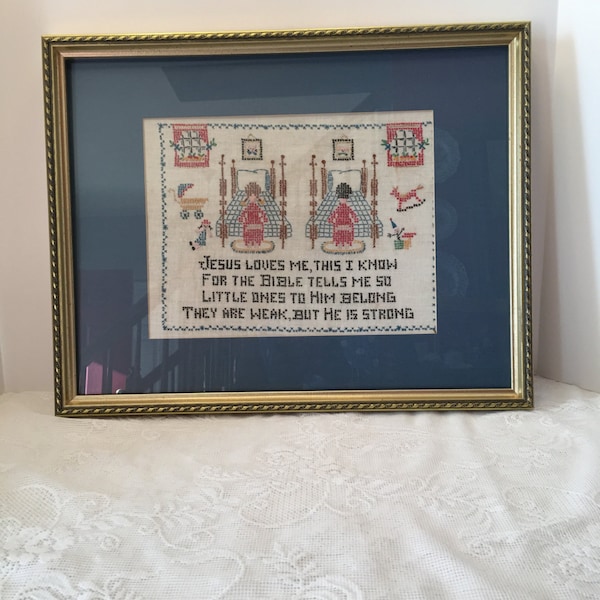 Jesus Loves Me Cross Stitch Etsy