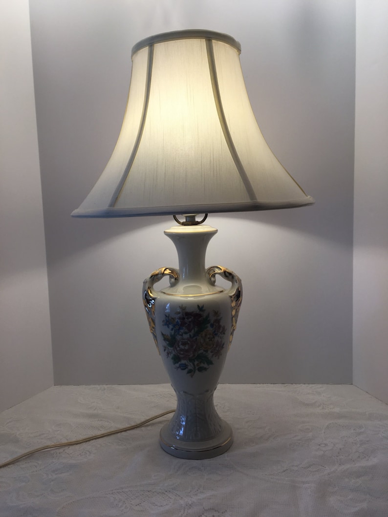 Vintage Urn Style Lamp Electric Table Lamp Gold Accents Etsy