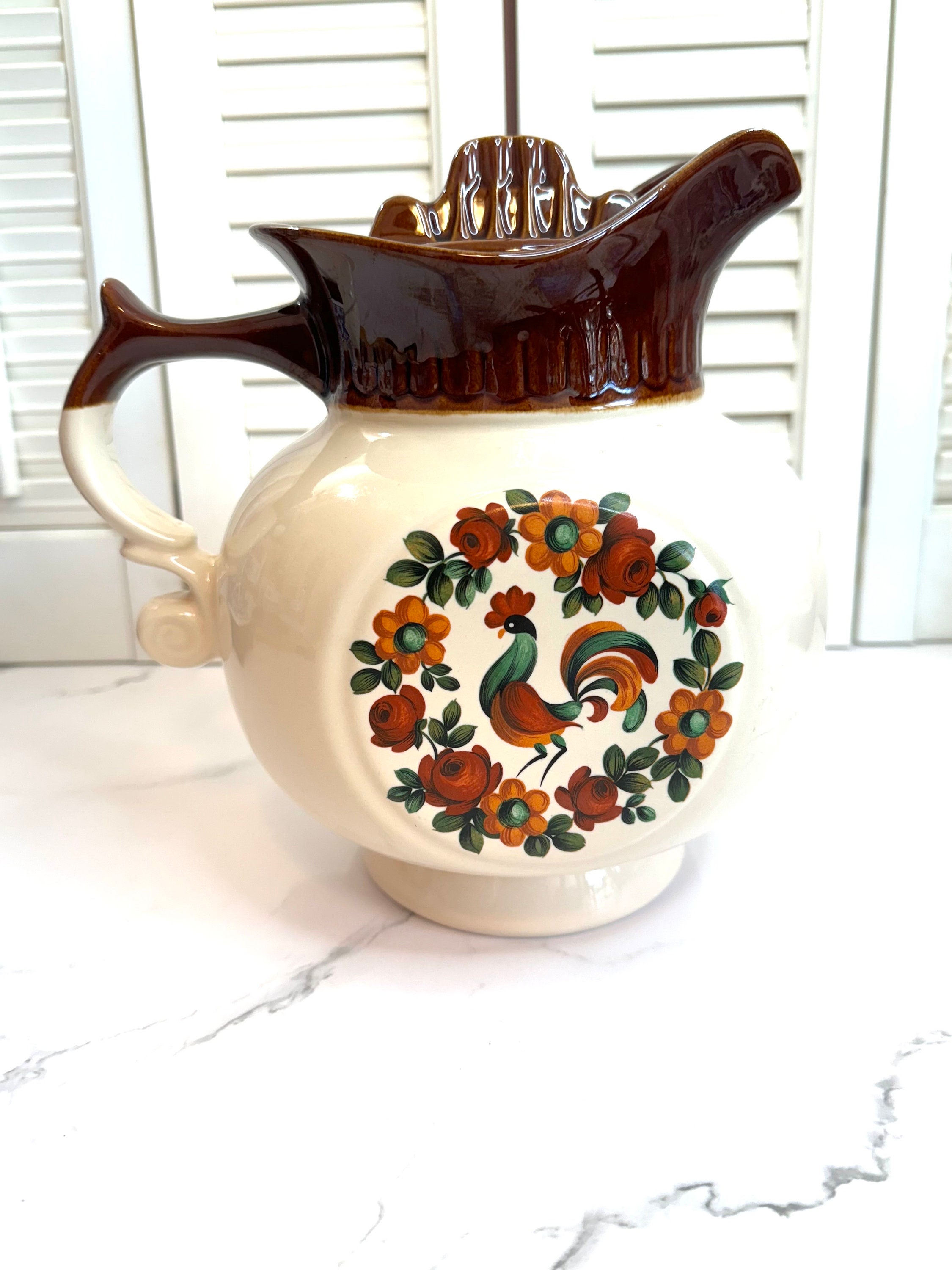 Vintage Mccoy Pottery Yorkville Rooster Pitcher and Top ~ Made in