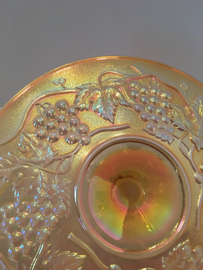 Marigold Carnival Glass Serving Tray Platter With Handle Etsy