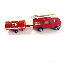 Vintage Collectible Die Cast Fire Dept Vehicle  ~ Majorette Range Rover and Water Pump *Has Broken Hitch Where Water Pump Connect to Vehicle