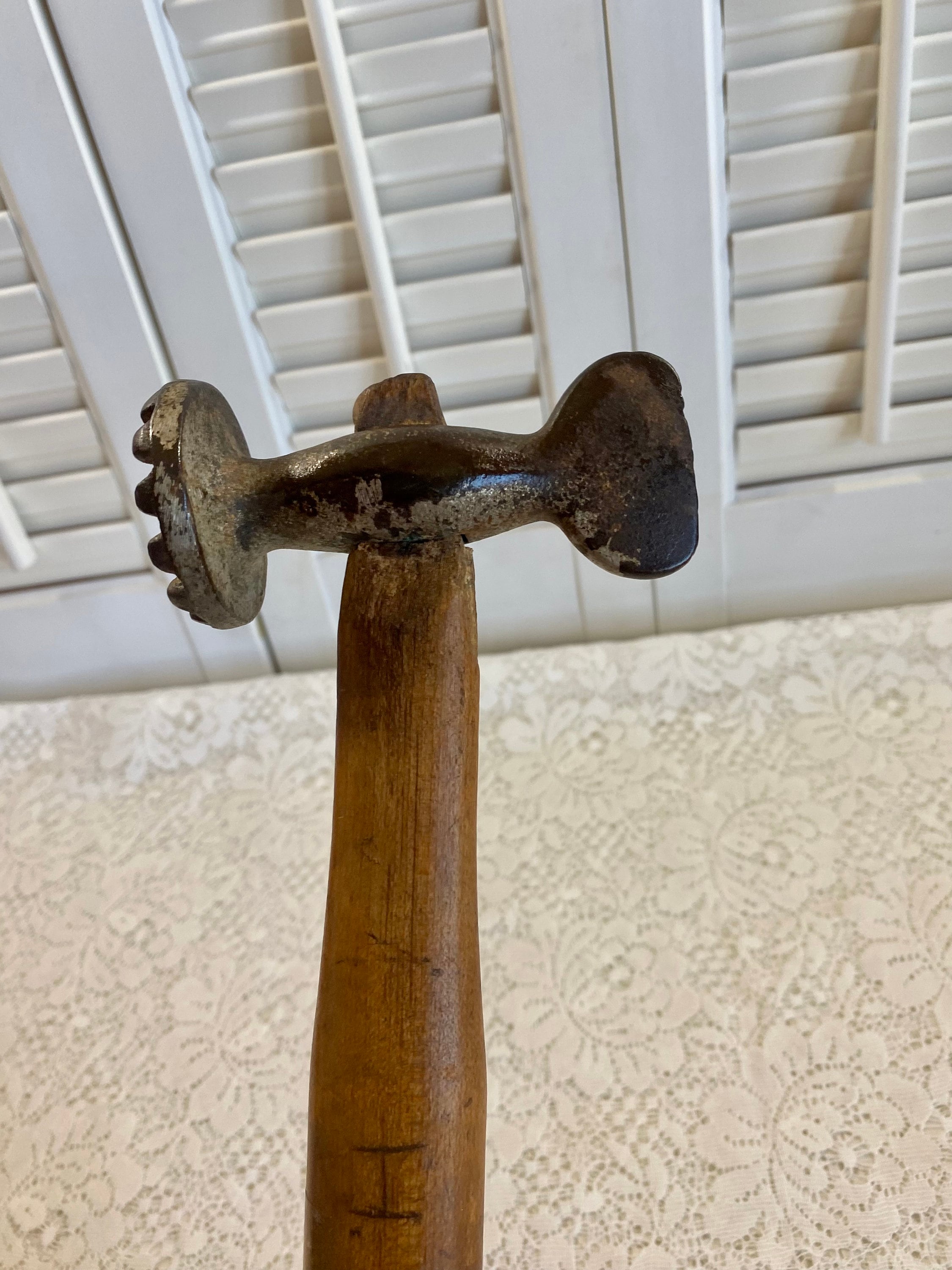 Vintage Metal and Wood Meat Tenderizer ~ Hammer Style ~ Pounder