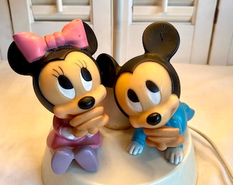 Vintage 1986 Minnie and Mickey Mouse Lamp ~ Made in USA ~ Nursery