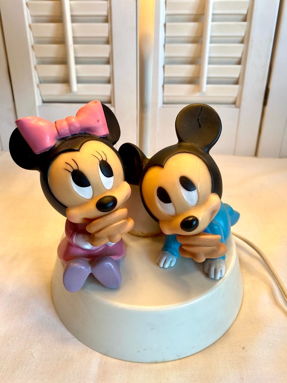 Vintage 1986 Minnie and Mickey Mouse Lamp ~ Made in USA ~ Nursery