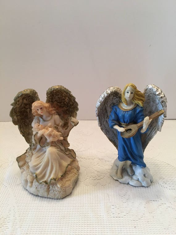 Figurines Anges Porcelaine Alessi | Décorées Main - Set De 2 Pour Crèche Ou Déco
